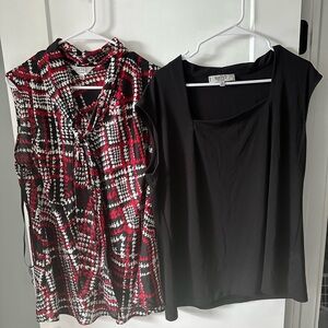 Kasper Black and Red Patterned 1X Blouse Bundle